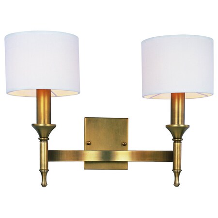 Maxim Two Light Natural Aged Brass Wall Light 22379OMNAB